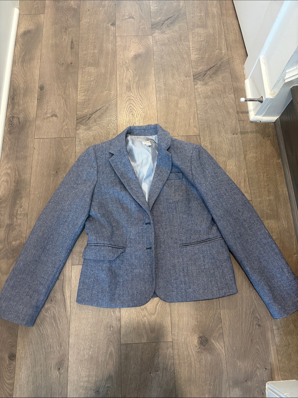 J. Crew Blue Tweed Two-Button Women's Blazer